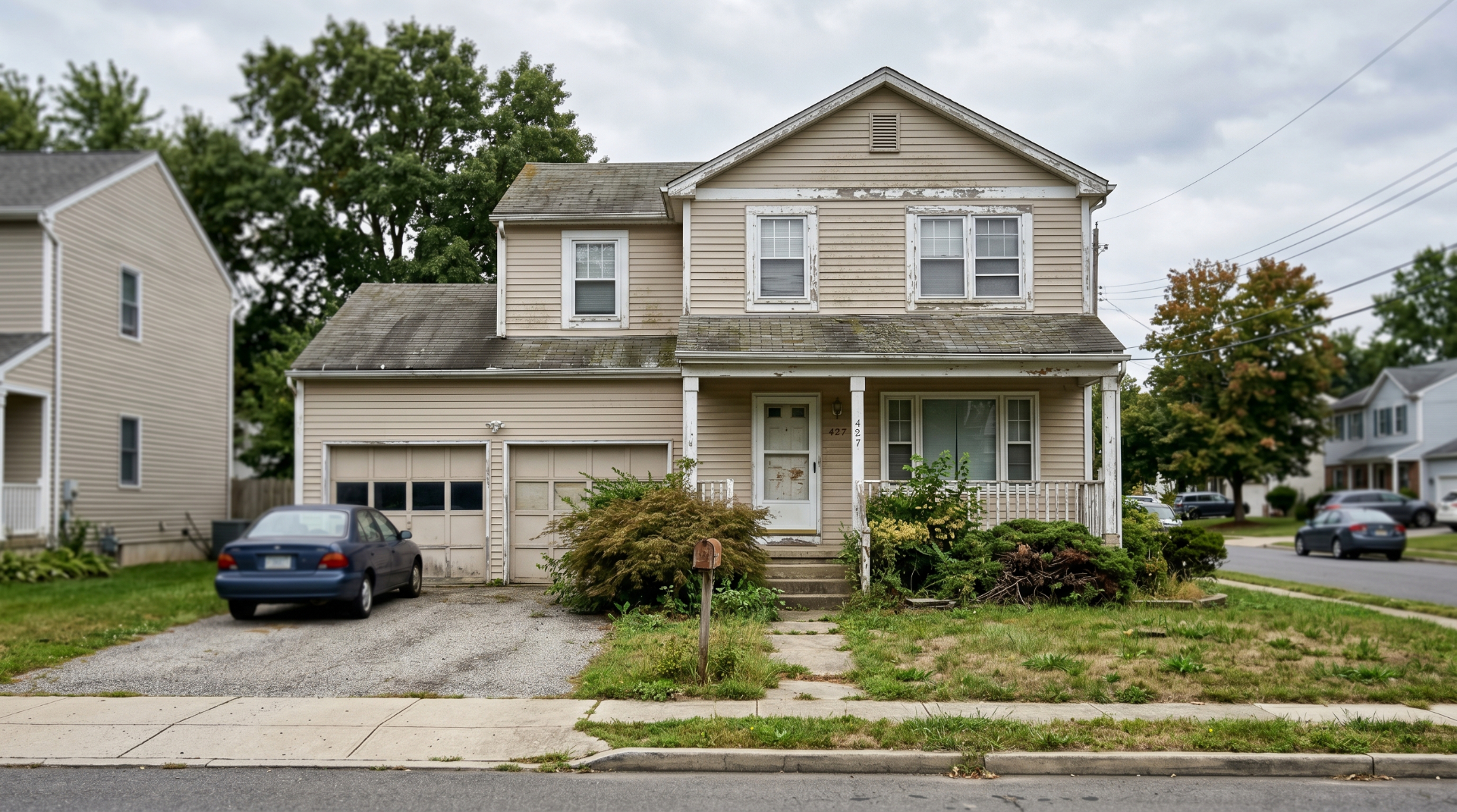 Before — weathered residential exterior